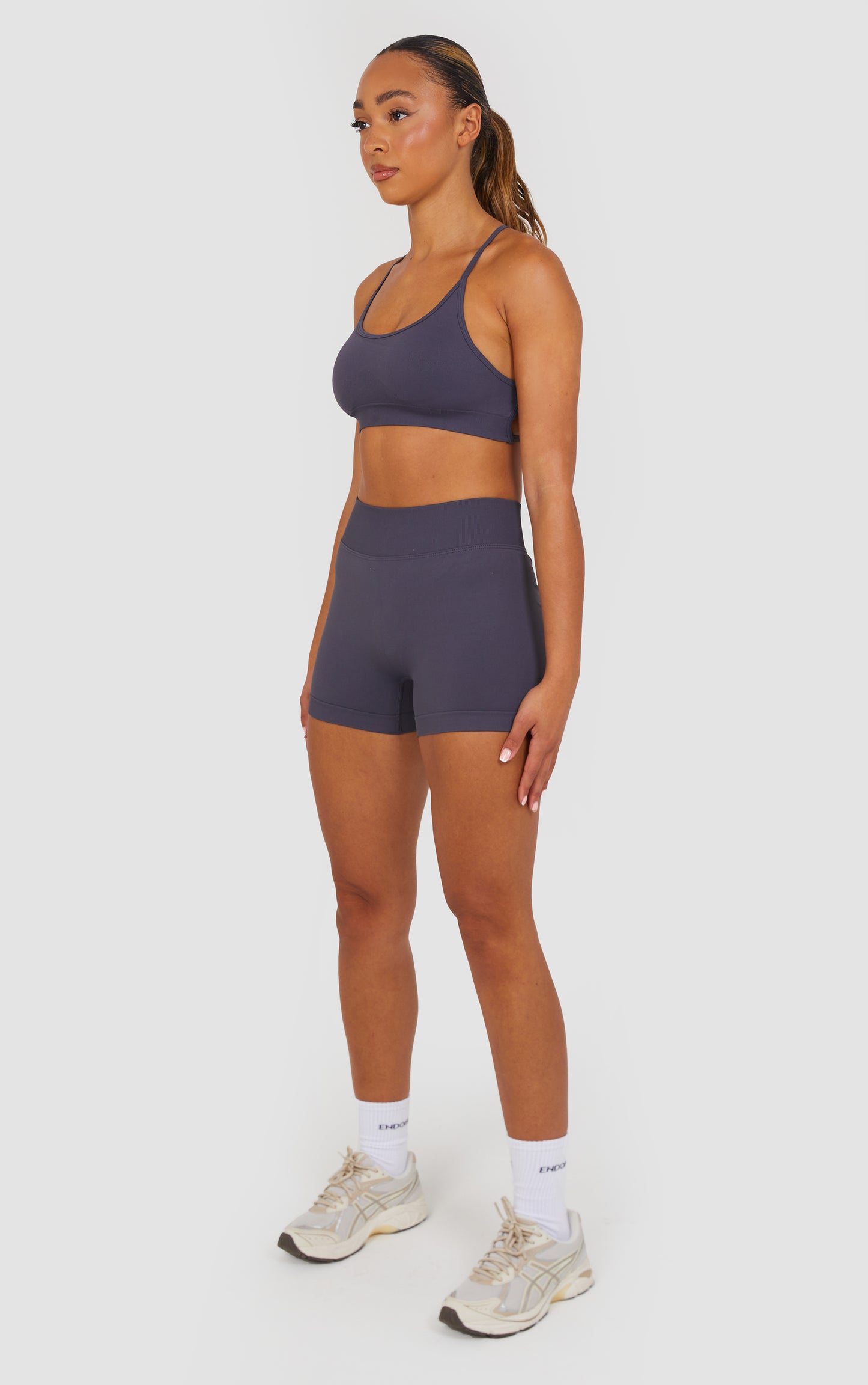 Flex Cross Strap Bra and Shorts Set - Graphite