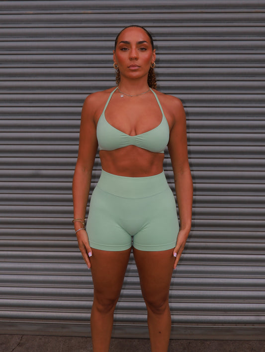 Elevate Halter Neck Strappy Bra - Pistachio