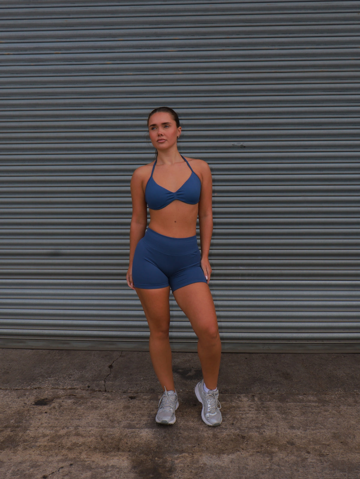 Elevate Halter Neck Strappy Bra - Navy Blue