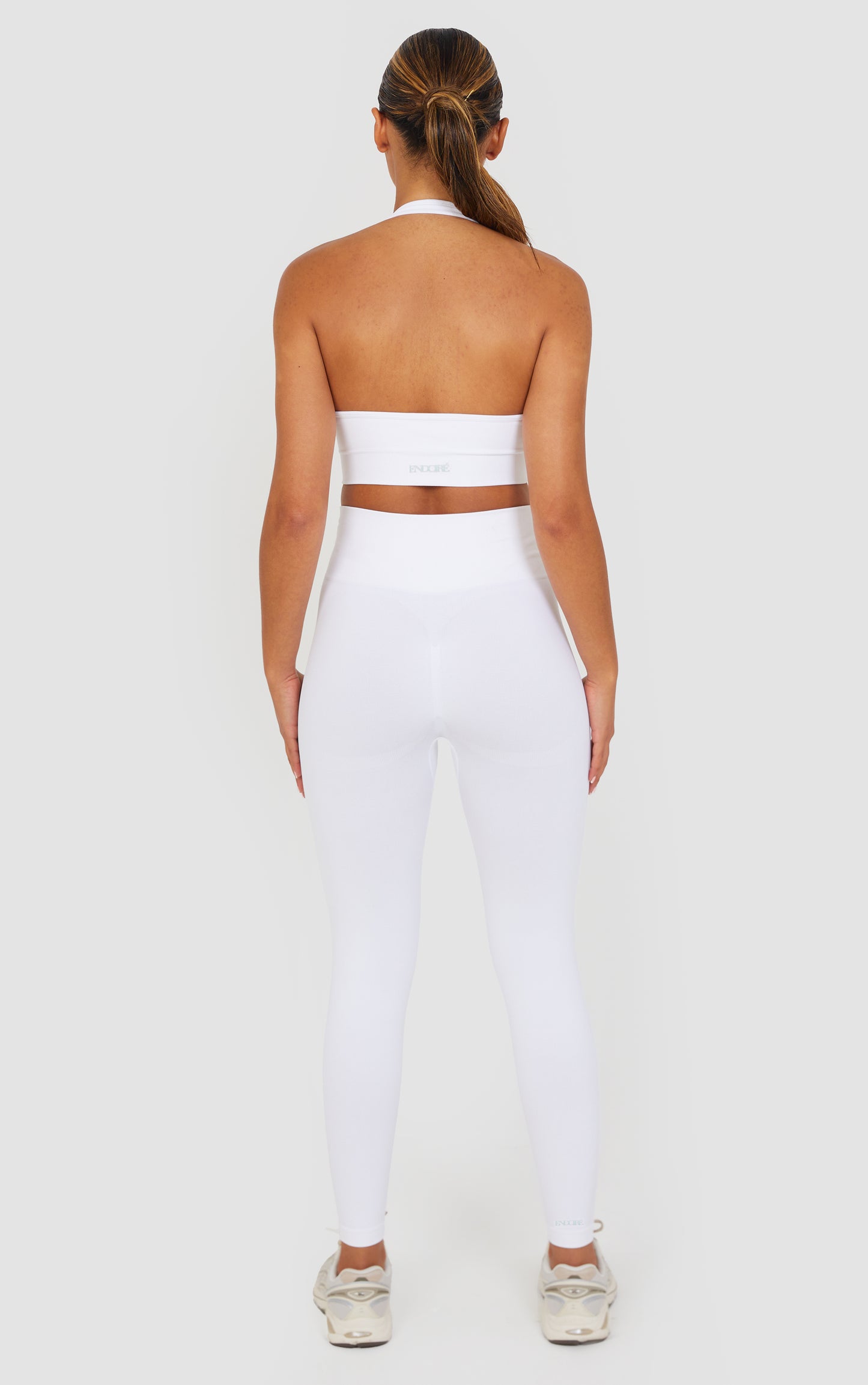 Soft Active Halter Neck Scrunch Leggings Set - White