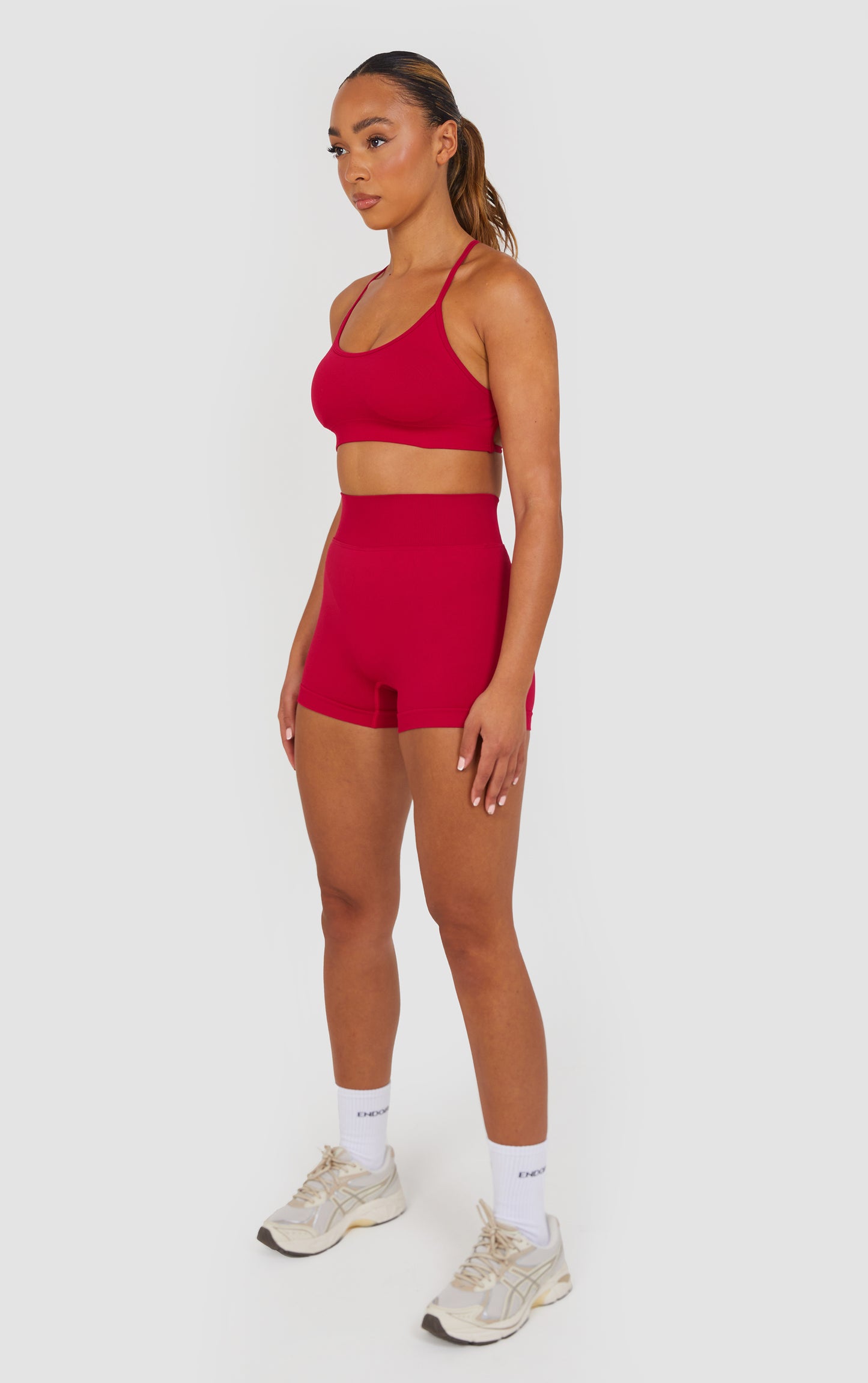 Flex Cross Strap Bra and Shorts Set - Cherry Pink