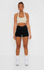 Statement Cross Waist Band Scrunch Shorts - Black