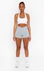 Statement Cross Waist band Scrunch Shorts - Pearl Grey