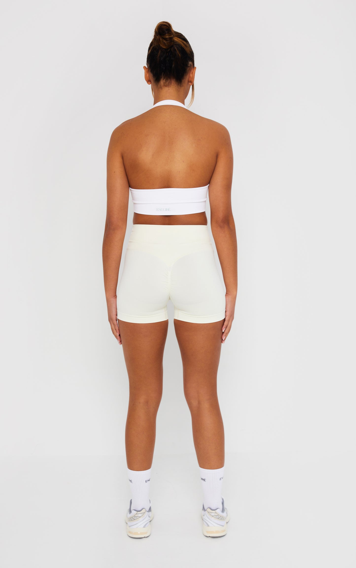 Statement Cross Waist Band Scrunch Shorts - Cream